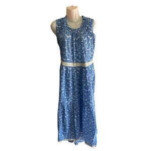 Blue Midi Sundress with Crew Neck for Weddings